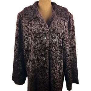 Vintage UTEX Brown Faux Persian Lamb Fur Coat – Plush & Soft, Size Large‎
